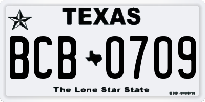 TX license plate BCB0709