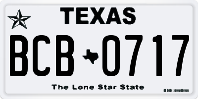 TX license plate BCB0717