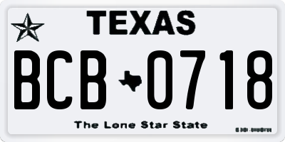 TX license plate BCB0718