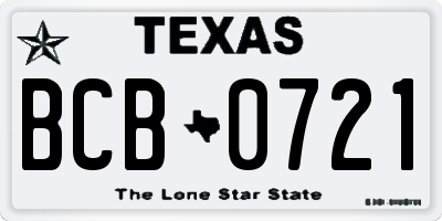 TX license plate BCB0721
