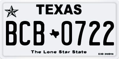 TX license plate BCB0722