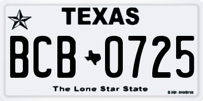 TX license plate BCB0725