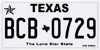 TX license plate BCB0729