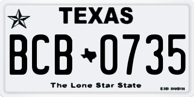 TX license plate BCB0735