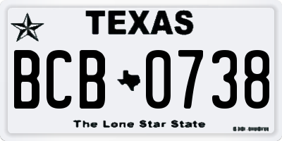 TX license plate BCB0738