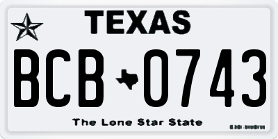 TX license plate BCB0743