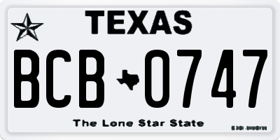 TX license plate BCB0747