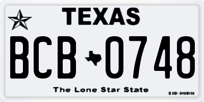 TX license plate BCB0748