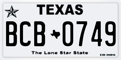 TX license plate BCB0749