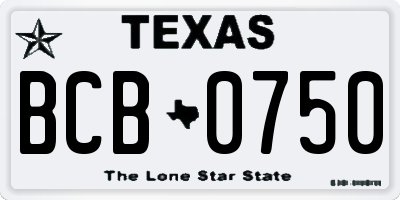 TX license plate BCB0750