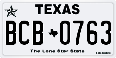 TX license plate BCB0763