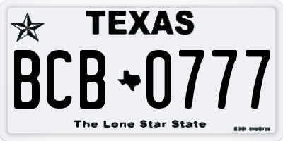 TX license plate BCB0777