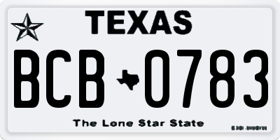 TX license plate BCB0783