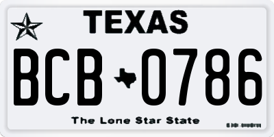TX license plate BCB0786