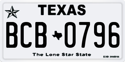 TX license plate BCB0796