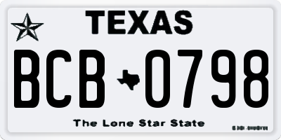 TX license plate BCB0798