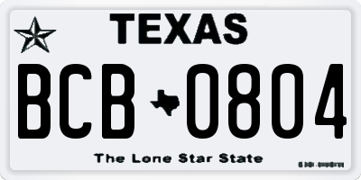 TX license plate BCB0804