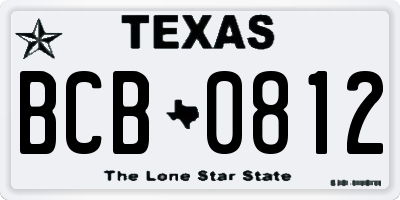 TX license plate BCB0812