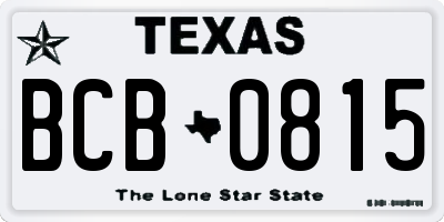 TX license plate BCB0815