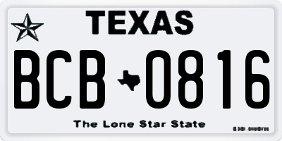 TX license plate BCB0816