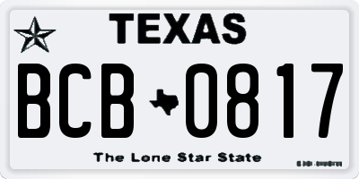 TX license plate BCB0817