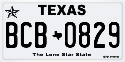 TX license plate BCB0829