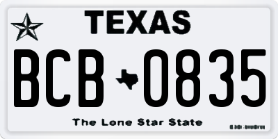TX license plate BCB0835