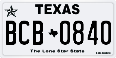 TX license plate BCB0840