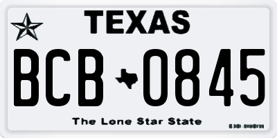 TX license plate BCB0845