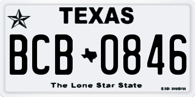 TX license plate BCB0846