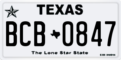 TX license plate BCB0847