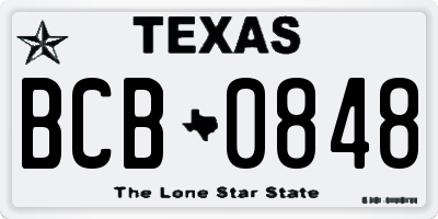 TX license plate BCB0848