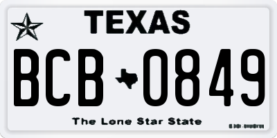 TX license plate BCB0849
