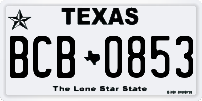 TX license plate BCB0853