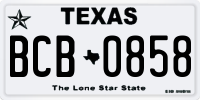 TX license plate BCB0858