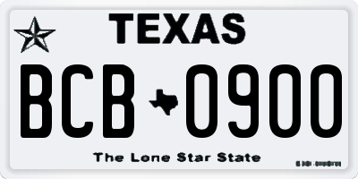 TX license plate BCB0900