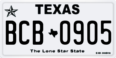 TX license plate BCB0905