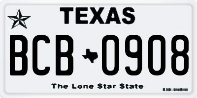 TX license plate BCB0908