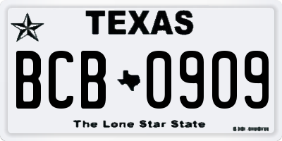 TX license plate BCB0909