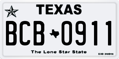 TX license plate BCB0911