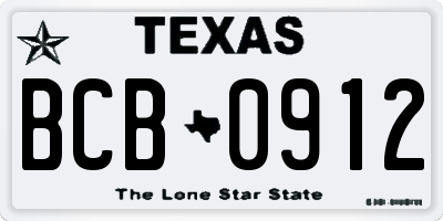 TX license plate BCB0912