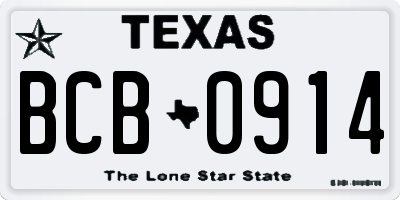 TX license plate BCB0914