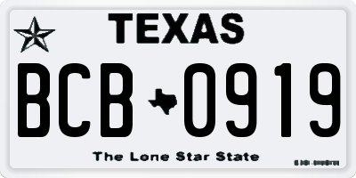 TX license plate BCB0919