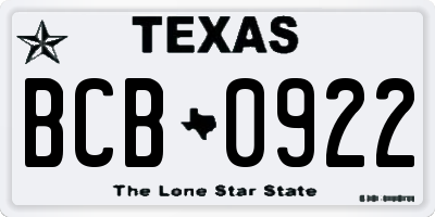 TX license plate BCB0922