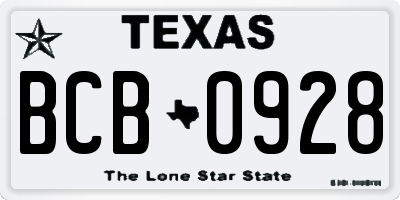 TX license plate BCB0928