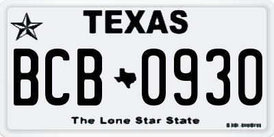 TX license plate BCB0930