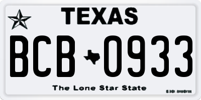 TX license plate BCB0933