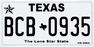 TX license plate BCB0935