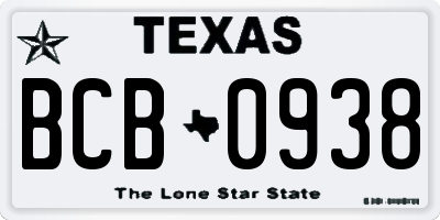 TX license plate BCB0938