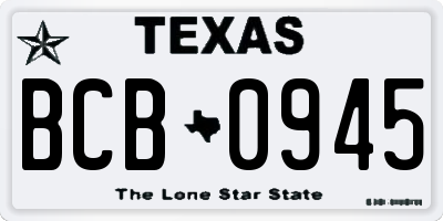 TX license plate BCB0945